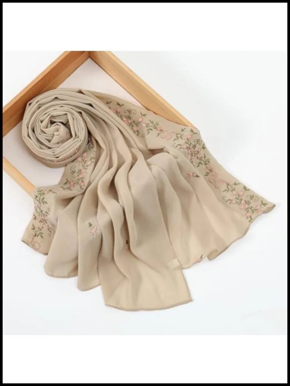 Chiffon Hijab Scarf Floral Embroidery Shawl Wrap Wedding Party Coverup